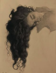 a drawing of a woman with long hair