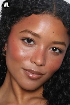 Natural makeup with bold blush for fall beauty