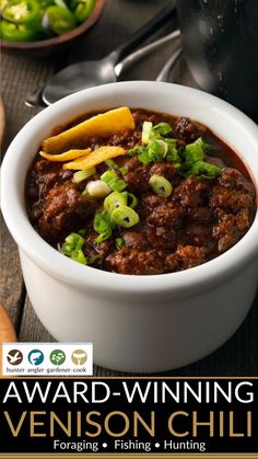 Discover the ultimate venison chili recipe that has won countless awards and rave reviews! This hearty and flavorful chili is truly the One Ring of chili recipes, perfect whether you use venison or any other meat. Packed with bold spices and rich ingredients, it's sure to impress at any gathering or cozy night in. Don't just take my word for it; check the comments from readers who have won contests with this recipe. #VenisonChili #AwardWinning #ChiliRecipe #GameMeatCooking | @huntgathercook Venison Chili Recipes, Deer Chili Recipe, Venison Chili Recipe, Venison Chili, Native American Food, The One Ring, Deer Meat Recipes, Deer Meat, Wild Game Recipes