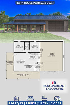 the floor plan for a house with two car garages and an attached living area