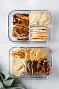 two plastic containers filled with different types of food