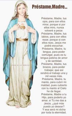 an image of the statue of mary magdalene with text in spanish and english, on a white background