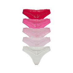 FITS EVERYBODY LACE DIPPED THONG 5-PACK | BUBBLE GUM MULTI Italian Lifestyle, Cute Bras, Ribbed Tank Top, Lace Trims, Cold Weather Accessories, Ribbed Tank, Luxe Gifts, Fall Shopping, Lingerie Fashion