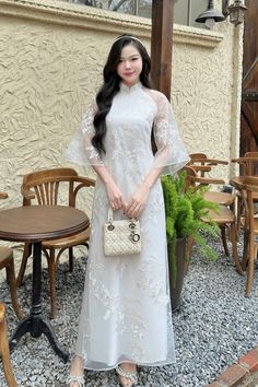 📌HANDMADE item  At EmTam Boutique, you will find the most stylish outfits in a wide size range and high quality at reasonable prices    📌 MESSAGE us if you're not sure of your ASIAN AODAI SIZE   Please LOOK AT THE SIZE CHART CAREFULLY BEFORE ORDERING   📌 This set includes 1 ao dai top & pants, perfect for any special occasions like lunar New year, mid-autumn festival, wedding, temple, church or photoshoot...   📌 There might be up to 10% color variance due to lightning and viewing devices    📌 The measurements of this aodai (ao dai) is in Vietnamese size which runs small so please go up 1 size or contact us if there's any question. US standard sizes tend to be bigger for same size. Please refer to the sizing charts for sizing.   📌 We support exchange for sizing inaccuracy. Please cont Luxury Ao Dai For Spring Evenings, Traditional White Ao Dai For Formal Occasions, Traditional White Ao Dai For Festive Occasions, Modern Ao Dai, Lunar New Year Outfit, Traditional White Embroidered Ao Dai, Festive White Long Ao Dai, Traditional Fitted White Ao Dai, New Years Outfit