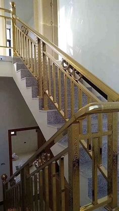 the stairs are made of wood and metal