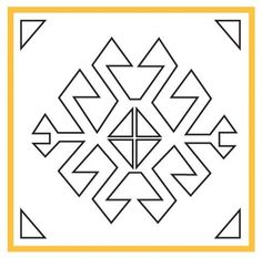 a black and white pattern with an orange border in the middle, on a white background