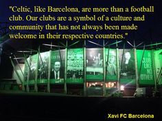 an image of a stadium at night with a quote by xavi f c barcelana