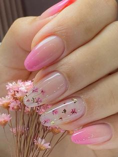 Short Acrylic Nails Designs, Pink Nail, Elegant Nails, Floral Nails, Nail Extensions