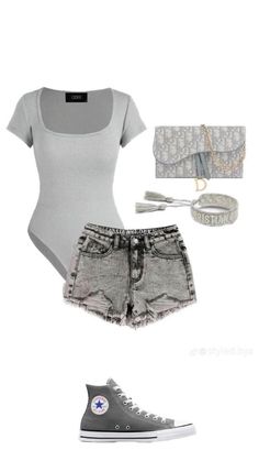 Chav Outfit Ideas, Cute Outfit Ideas Baddie, Grey Converse Outfit