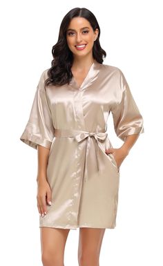 PRICES MAY VARY. Light and sleek fabric to accentuate curves; Smooth to the touch and easy on the skin. Featuring kimono oblique V neck,half sleeves,side pockets. Inside ties to keep the robe closed and exterior matching belt to keep firmly. Solid color tone kimono robes. Simple yet fashionable and elegant soft robes for women. Available in multiple colors,perfect for weddings,spa party,gifts,or everyday wear. Solid Bridesmaid Robes,Women's Silky Kimono Bathrobes for Bride,Wedding Party Loungewe Kimono Robe Short, Bridesmaid Boutique, Gifts 2021, Kentucky Derby Fashion, Satin Bridesmaids Robes, Bridesmaid Kimono, Bridesmaid Robes Floral, Derby Fashion, Wedding Shower Party