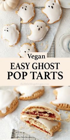 vegan easy ghost pop tarts with white frosting