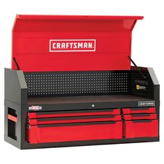 the craftsman's tool box is red and black