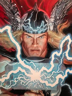 an image of a man with lightning coming out of his head and holding something in his hand