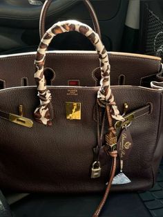 Designer Accessories Aesthetic, Fall Aesthetic Luxury, Bags Designer Aesthetic, Birkin With Charms, First Designer Bag, Celine Bag Aesthetic, Birkinifying Bag, Brown Birkin Bag, Big Bag Outfit