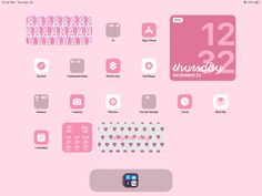 a pink background with various icons and numbers