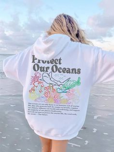 White Crew Hoodie With Logo Print, White Graphic Print Crew Hoodie, Pocket Craft, Save The Ocean, Pose Model, Shark Hoodie, Shark Lover, Cute Fits