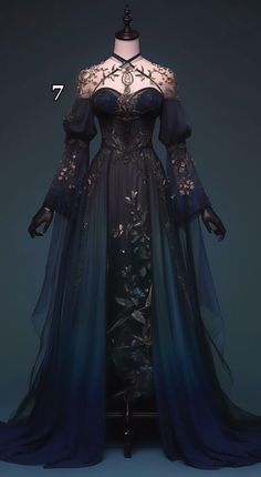 Midnight Magic Dress, Gossamer Dress Feyre, Fantasy Inspired Dress, Black Renfaire Outfit, Night Court Ball Gown, Acotar Ball Gowns, Night Sky Gown, Sorceress Robes, Night Court Gown