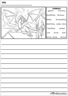 the dragon story worksheet for kids to learn how to write and read it