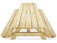 a picnic table made out of wooden planks with one section missing from the top