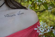 the back of a woman's shoulder with writing on it that says, remember vivee