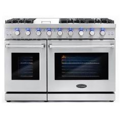 an oven with two burners and one door open on a white background, it is also stainless steel