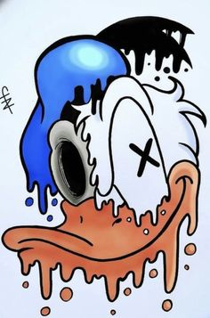 an image of a cartoon character with blood dripping from his mouth and head on the toilet