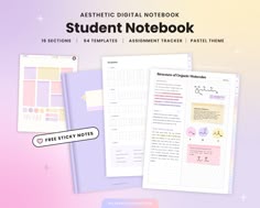 the student notebook is open and ready to be used for writing, notes, and other things