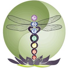 a dragon with seven chakras sitting on top of it