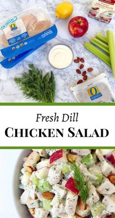 fresh dill chicken salad with apples, celery and almonds