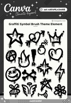 graffiti brush brushes and elements for photoshopped with the text canva, which is also