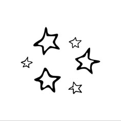 five stars are arranged in the shape of a circle on a white background with black outline