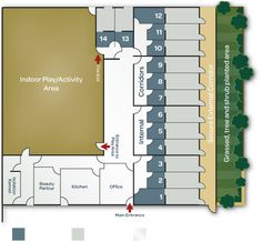 the floor plan for an office building with two floors and three separate areas, each with different