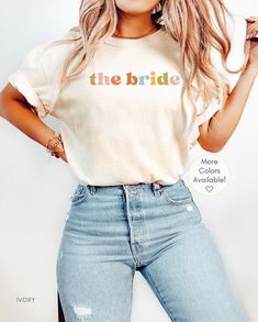 Colorful Bride Shirt, Wedding Comfort Colors T-shirt, Colorful Bridal Party Tshirt, Shirt-gift for Bride, Retro Bachelorette Tee, Bride Gift - Etsy Colorful Bridal Party, Retro Bachelorette, Bachelorette Tees, Baby Shower Shirts, Quirky T Shirts, Groom Shirts, Oversized T Shirt Dress, Custom Design Shirts, Bridal Party Shirts