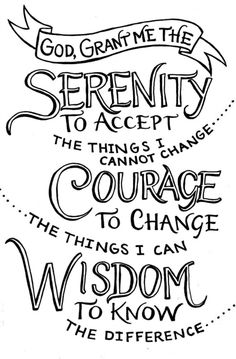 a handwritten quote with the words serenity to accept