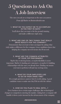 an interview sheet with the words 3 questions to ask on a job interview and what do you expect me to accomplish?