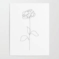 a single line drawing of a flower on a white paper with the word love written below it