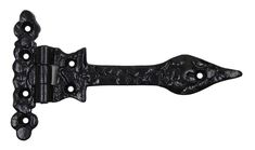 a black iron door handle on a white background