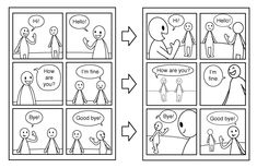 a comic strip with an image of two people talking to each other and one person saying goodbye