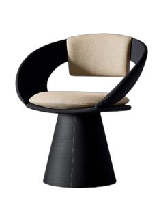 a black and white chair with a beige seat pad on it's back end