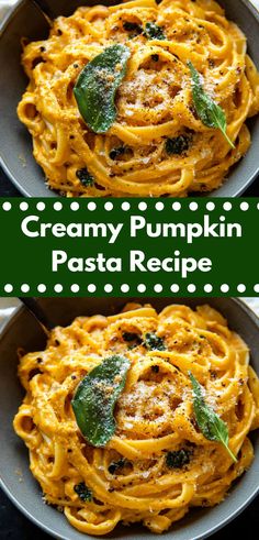 creamy pumpkin pasta recipe with spinach and cheese