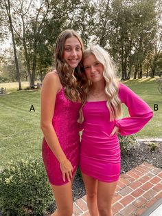 Hoco Freshman, Hot Pink Homecoming Dresses, Pink Homecoming Dress Short, Tiktoks Videos, Hot Pink Homecoming, Hoco 2022, Hot Pink Homecoming Dress, Homecoming 2022, Dresses Hot Pink