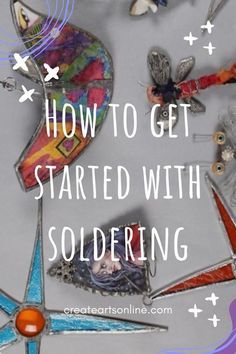 a group of pins with the words how to get started with soldering on them