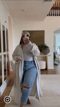 Todays OOTD! Wearing a size 14 in the jeans and large in the cardigan. Follow my shop @kristalheredia on the @shop.LTK app to shop this post and get my exclusive app-only content! #liketkit #LTKmidsize #LTKstyletip #LTKVideo @shop.ltk https://liketk.it/4qwTF Womens fashion tips, curvy style, casual chic outfit, womens street style, jeans outfit Plus Size Mix And Match Outfits, Plus Size Jean Outfits Winter, Outfit Inspirations With Jeans, Movies And Dinner Outfit, Uggs Plus Size Outfit, Causal Outfits With Jeans, Fall Streetwear Outfits Plus Size, Fall Casual Outfits Women Work, California November Outfits