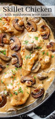 skillet chicken with mushroom wine sauce