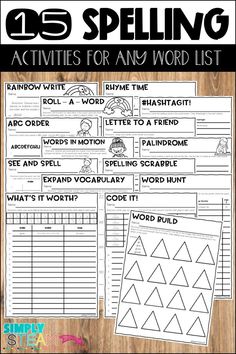 worksheet for spelling and spelling with the words spelling practice sheets in front of it