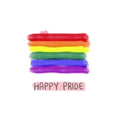 the words happy pride are painted in rainbow colors