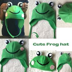 the instructions to make a cute frog hat