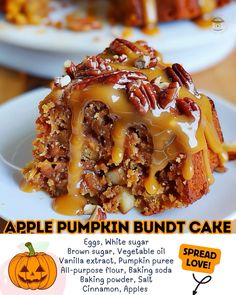 an advertisement for a pumpkin bundt cake