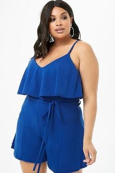 Romper Plus Size, Royal Blue Romper, Curvy Clothes, Simple Dress Pattern, Elegant White Dress, Romper Summer, Casual Summer Outfits For Women, Gala Fashion, Cami Romper