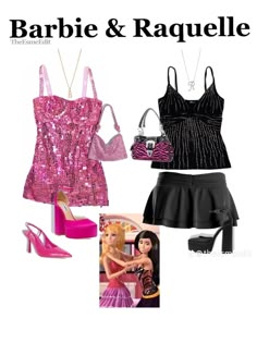 barbie doll clothes and shoes are shown in this advertisement for barbie's fashion line